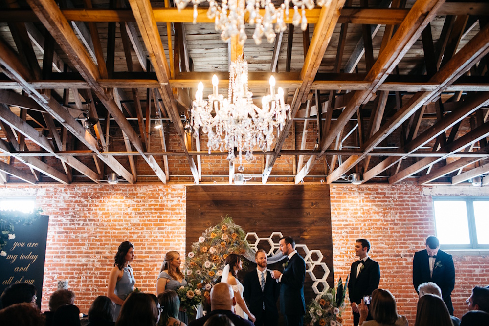 bride and groom in wedding ceremony