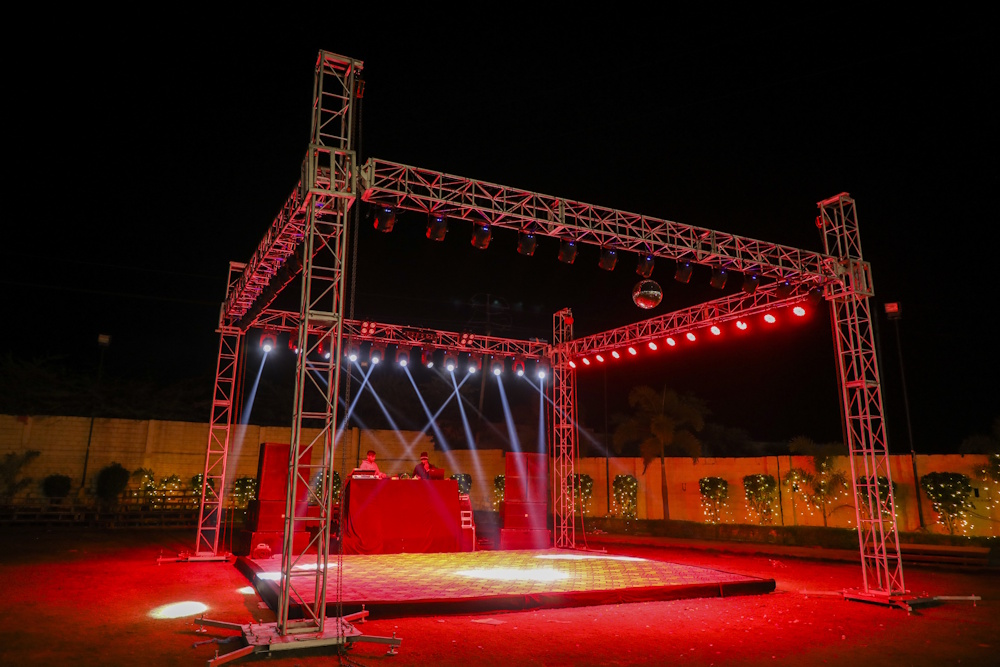 corporate dj set up by dance floor