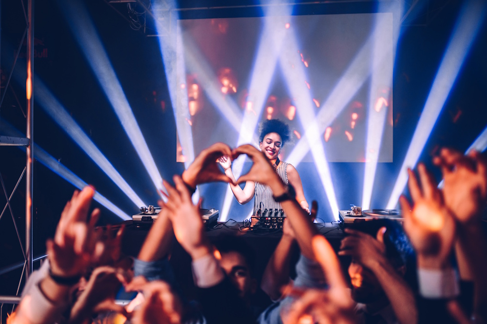 dj behind dance floor